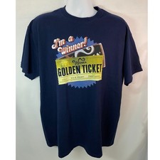 Willy Wonka Golden Ticket I'm a Winner Movie Film Graphic Blue Shirt Size XL