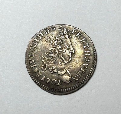 1702-M France - AR 5 Sols Aux Insignes (1/16 Ecu) of Louis XIV.