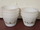 Vintage DYNAWARE Brown Daisy Custard Cups Ramekins Set of 7 Milk Glass