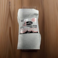 VTG Ladies Justin Socks 2 Pair Over The Calf Hi Bulk Acrylic Blend 8-10 90's