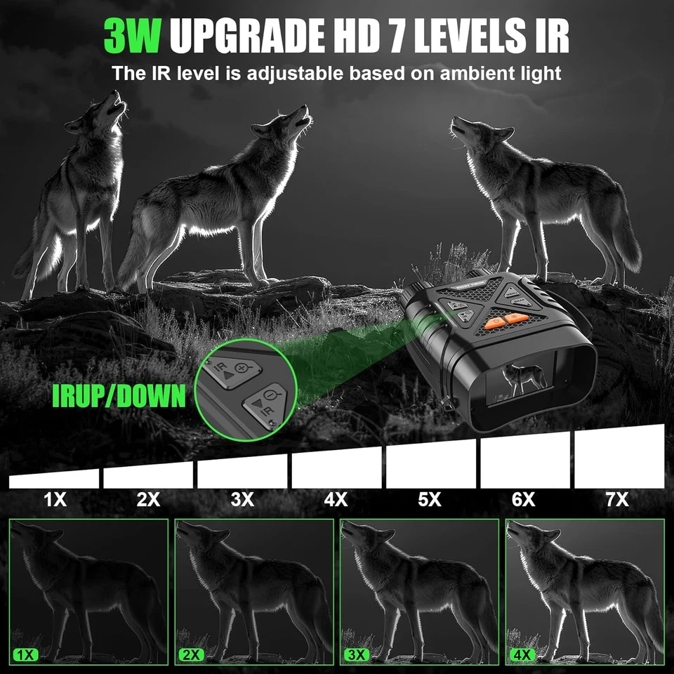 Visore Notturno Binocolo Visione Notturna,Binocolo Infrarossi Con Zoom 10X E Sch - Immagine 3 di 4