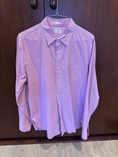 J Crew Men's light red Plaid Cotton Dress Shirt SIZE XL 17-17.5