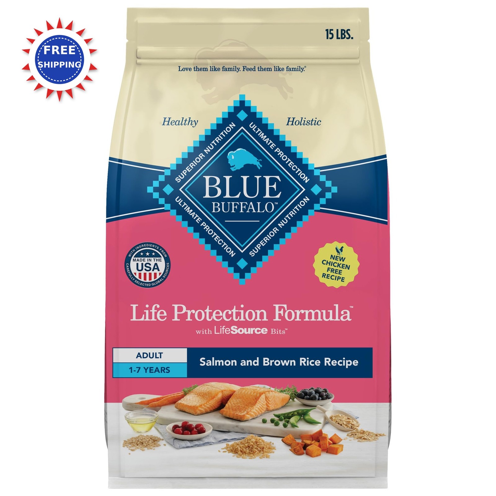 Blue Buffalo Life Protection Salmon & Brown Rice 15 Lb Formu