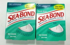 Sea-Bond Denture Adhesive UPPERS 30 ct ( 2 boxes ) MINT green
