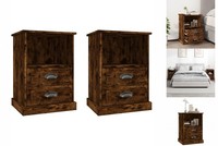 Nachttische2Er Set RäUchereiche 43X36X60 Cm Nachtkonsole Nachtschrank