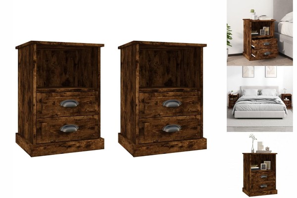 Nachttische2Er Set RäUchereiche 43X36X60 Cm Nachtkonsole Nachtschrank-image