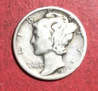 1931S US Mercury SILVER Dime "San Francisco" Mint! VG! Lower Mintage Coin!