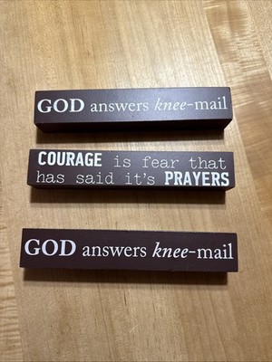 3 Decorative Wooden Blocks Signs 1.25x 7 in