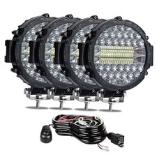 7 Inch Round LED Offroad Lights,201W LED Light Pods 4pcs-black-201w wiring