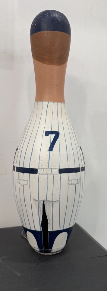 Prendedor de boliche pintado RARO original MICKEY MANTLE #7 1/1 de un tipo retrato artístico Foto 2 de 4