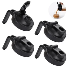 Wide Mouth Mason Jar Pour Spout Lid - 4 Pack Black Airtight Flip Cap Lids Lid...