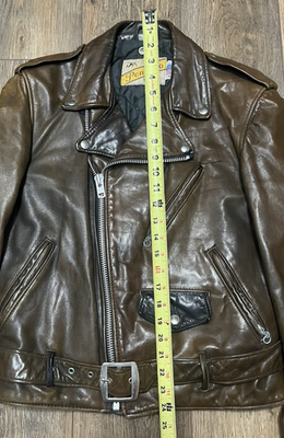 VTG Schott Bros Perfecto 519 Brown Leather Biker Jacket Mens 40