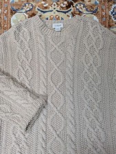 J. Crew Wool Fisherman's Sweater, Large, Handknit, Heavyweight, Cable Knit, Aran