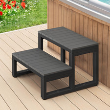 Hot Tub Steps, Outdoor 2-Step Stool with HDPS Treads and Aluminum Frame, Non-Sli