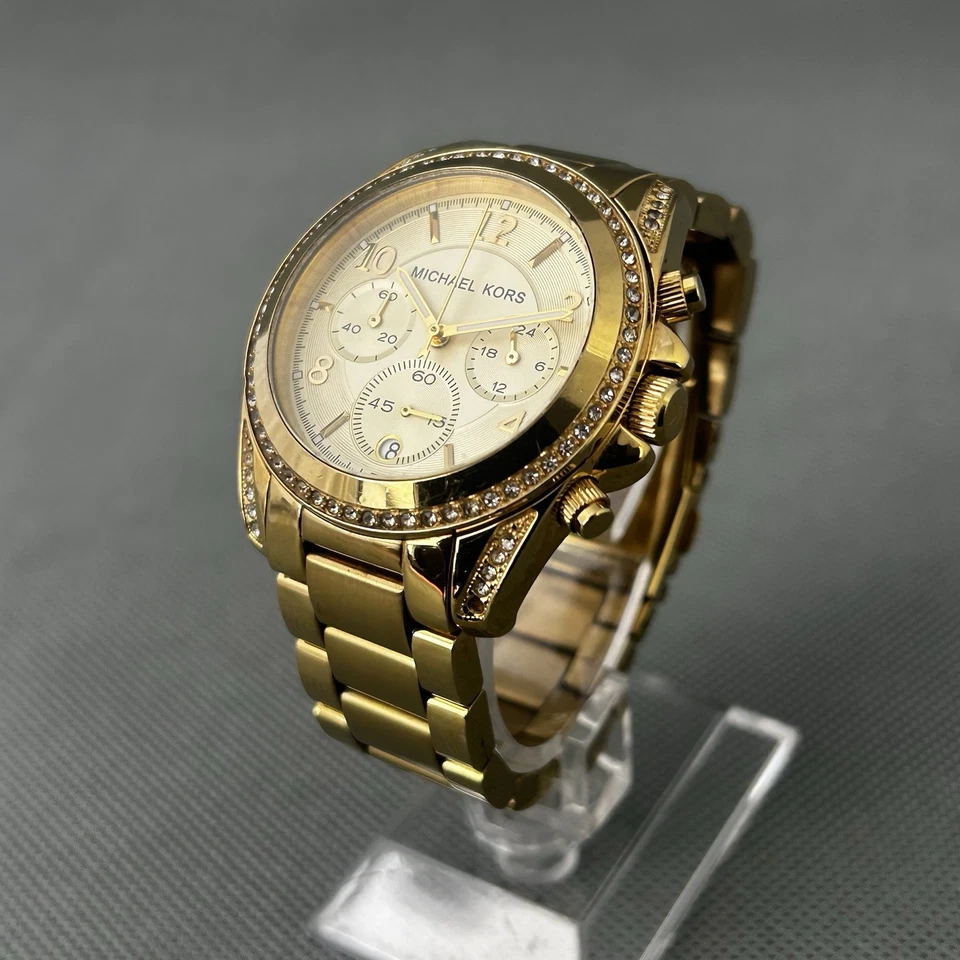 Michael Kors Womens Blair Watch MK-5166 Gold Date Chronograph MK5166 New Battery - Image 2 of 4