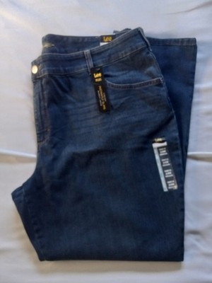 Lee Women's High Rise Relaxed Fit Straight Leg Instant Slim Blue Jeans 24W NWT