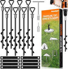 Trampoline Stakes Ground Anchors Screw in Tent Stakes Heavy Duty for High Winds,