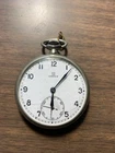 Antique Omega Swiss Made Pocket Watch Silver Case 15 Jewel Movement Vintage Runs