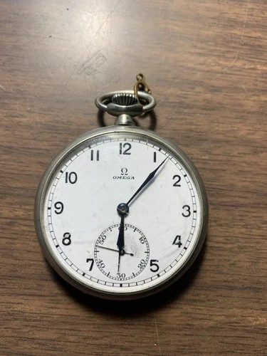 Antique Omega Swiss Made Pocket Watch Silver Case 15 Jewel Movement Vintage Runs