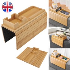 Arm Rest Organiser Tray Bamboo Chair Settee Couch Sofa Remote Control Holder UK