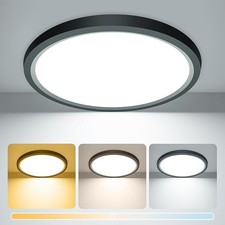 LED Ceiling Light 15W 1800LM IP44 Bathroom Kitchen Toilet Flush Round Black 18cm