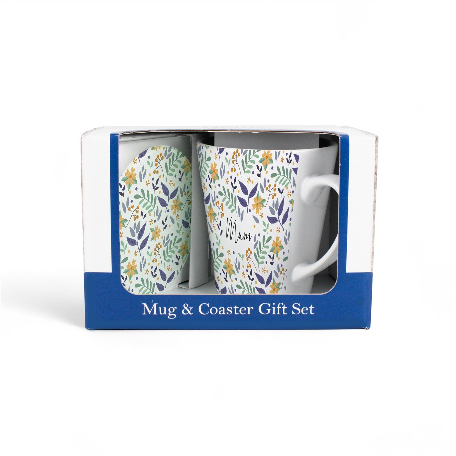 Yellow Flowers Mum Latte Mug & Coaster Set - Floral Gifts for Her