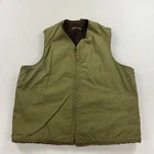 Vintage Mens Green WW2 Alpaca Lined Full Zip Military Vest Conmar Zipper 40s