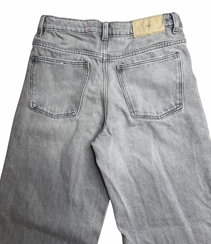 Pantalones de mezclilla holgados gris claro de pierna ancha Zara para mujer/niña Y2K años 90 talla 13-14/XS Foto 4 de 4