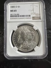 1885-O Morgan Silver Dollar New Orleans Coin NGC MS65