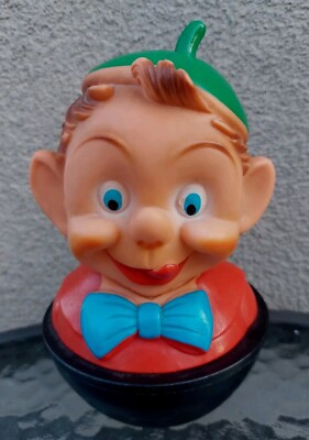 Vintage Plastik Becher Spielzeug Clown, DDR Roly-Poly Puppe Germany Spielzeug
