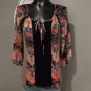 Small-CYNTHIA-ROWLEY-Semi-Sheer-Paisley-Print-Blouse-Top
