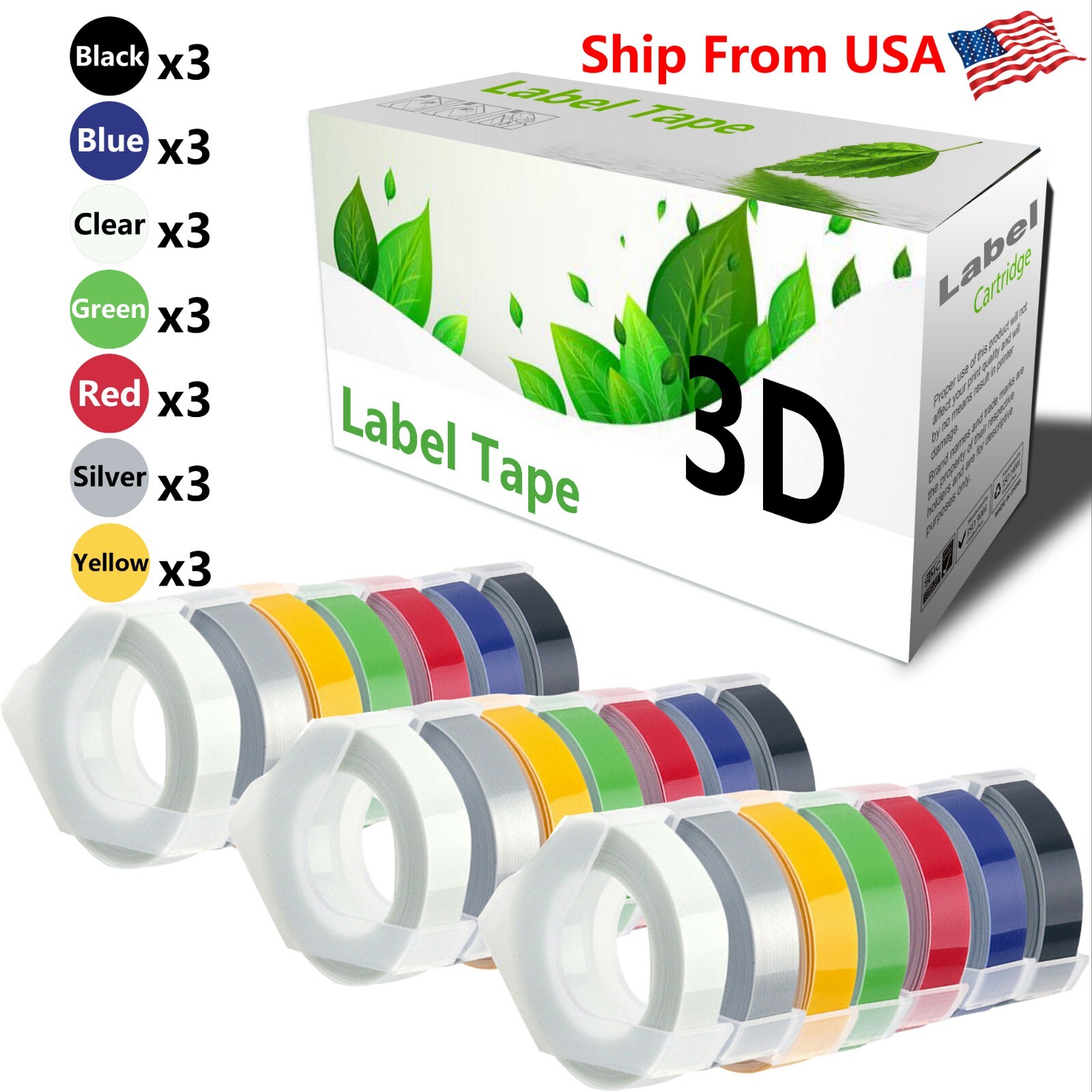 (7Color 3set) LabelTape 3D for Dymo Caption Maker (1741205) Label