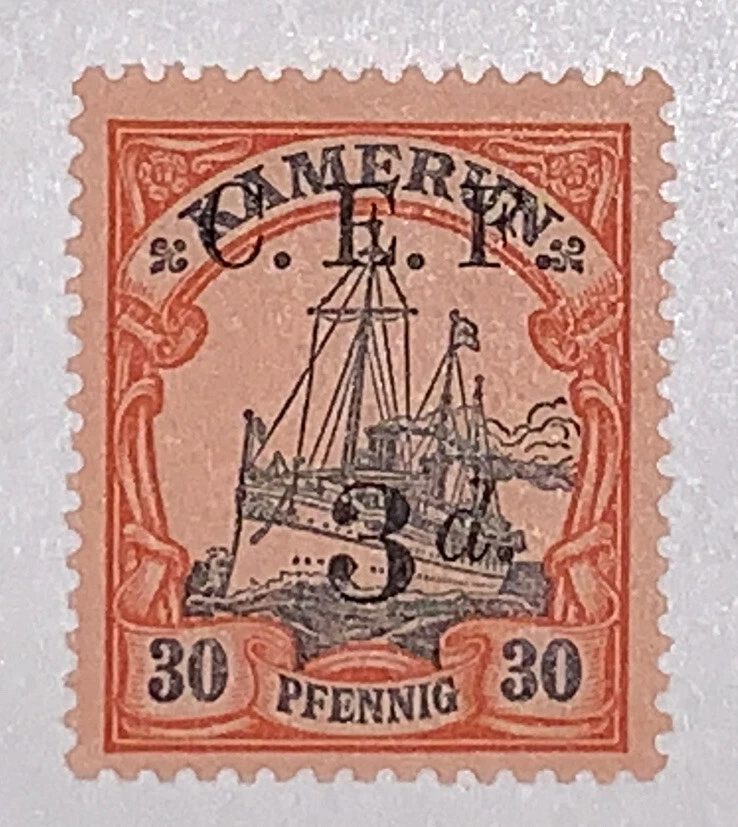 Travelstamps: Germany Kamerun Stamps 3d Black C.E.F. Overprint Mint OG H UNWMK - Image 2 of 4