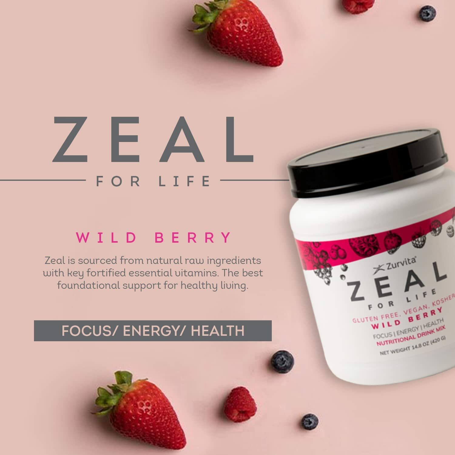 ZURVITA ZEAL FOR LIFE WILD BERRY FLAVOR 420g (2 CANISTER) Don’t