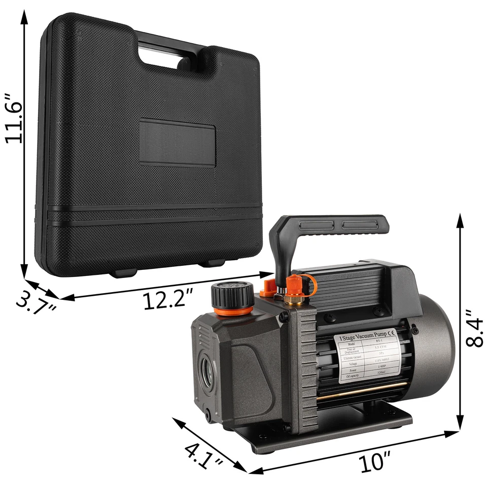 Bomba de vacío de aire 3,5 CFM 1/4hp HVAC refrigeración AC colector manómetro conjunto R134a kit Foto 3 de 4