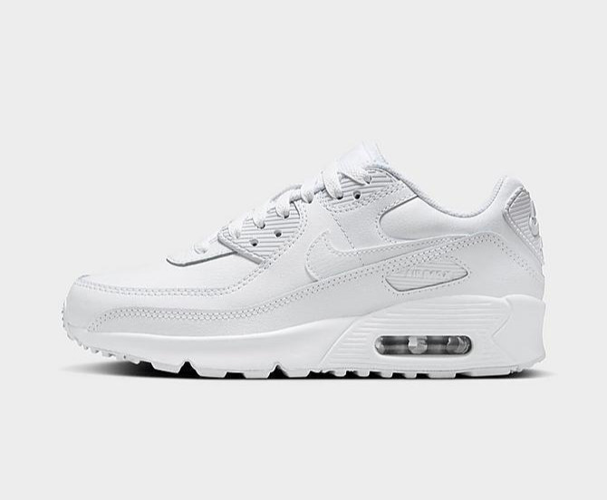 Nike Air Max 90 GS Triple White Metallic Silver HF6358-102 sz 6.5Y = 8 Womens