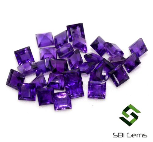 Natural Amethyst Square Cut 4 mm 10.41 CTS Lot 30 Pcs Calibrated Loose Gemstones - Picture 3 of 6