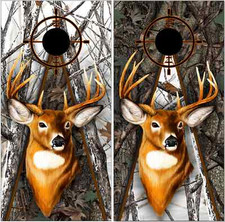 2 Deer Buck Snow Wood Camo Cornhole Wrap Bag Toss Skin Decal Sticker Wraps