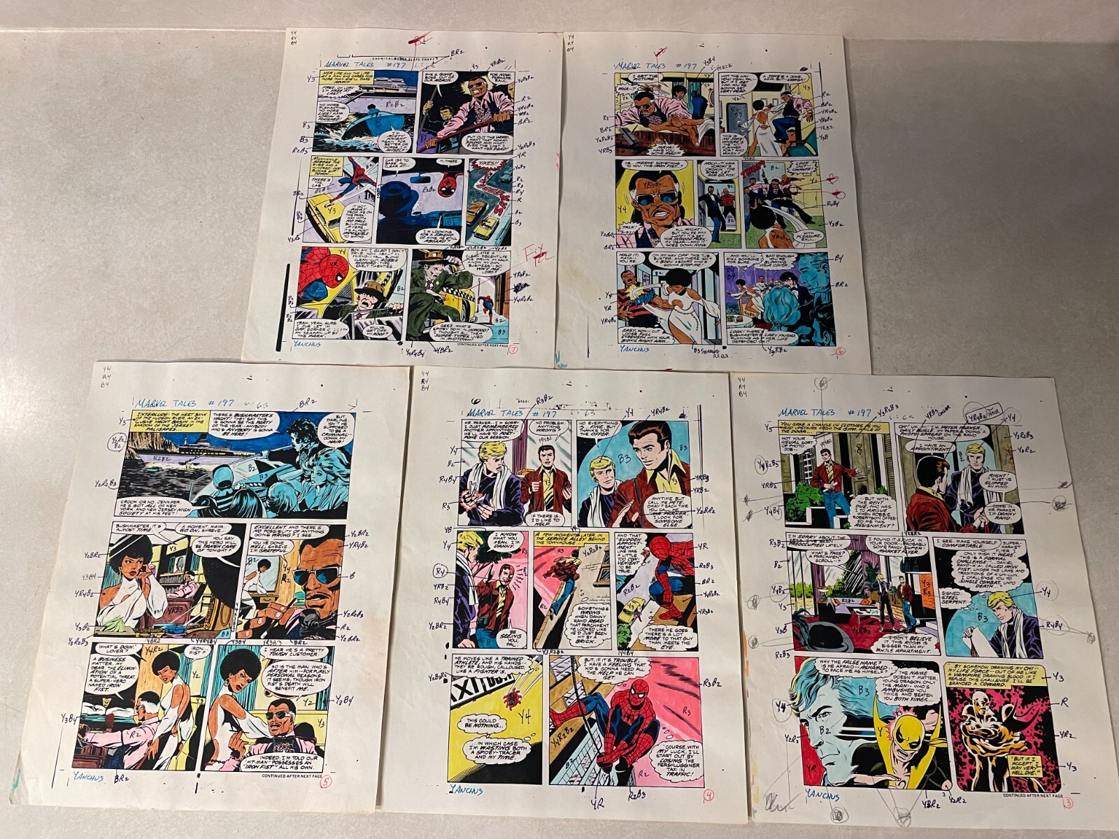 Spider-Man Marvel Tales #197 cómic arte guías de color 5 PGS BYRNE IRON FIST