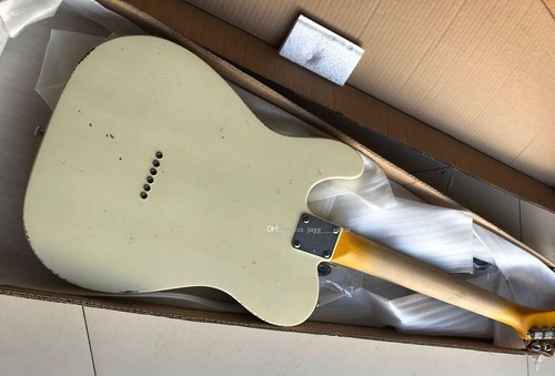Handarbeit schweres Relikt cremeweiß E-Gitarre gealtert Chrom Hardware - Bild 5 von 5