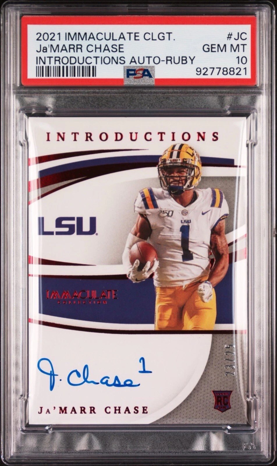 JaMarr Chase Panini Immaculate Collection Collegiate Immaculate Introductions Autographs #JC Ruby