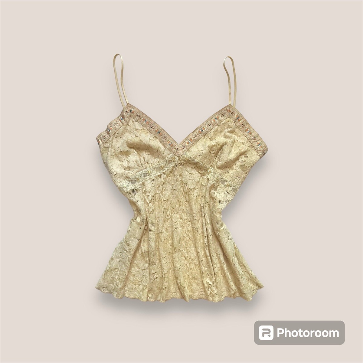 🧚🏻👡 Vintage y2k lace fairy embellished tank top Size