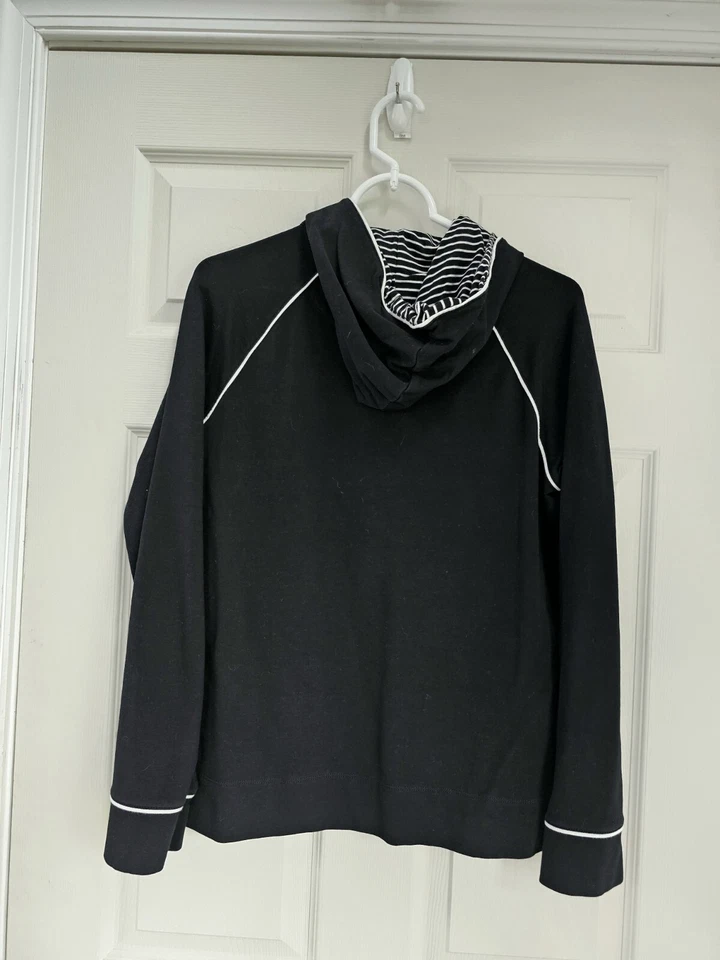 Sudadera con capucha Jones New York blanca y negra para mujer talla grande algodón spandex Foto 2 de 4