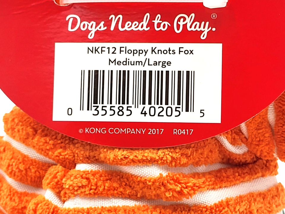 KONG Floppy Knots Fox Squeaky Rope Dog Toy - Medium/Large, Squeaker, Tug & Shake