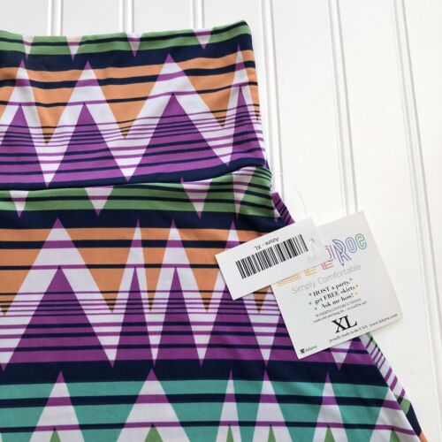Azure Skirt Chevron Rainbow Plus Size Mid Length Skirt XL LuLaRoe - Picture 2 of 2