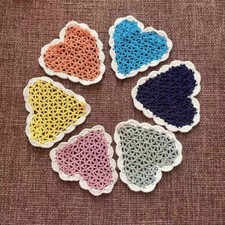 6pc/Lot Vintage Hand Crochet Lace Doilies Heart Coasters Small Placemat 4.7x4.7"