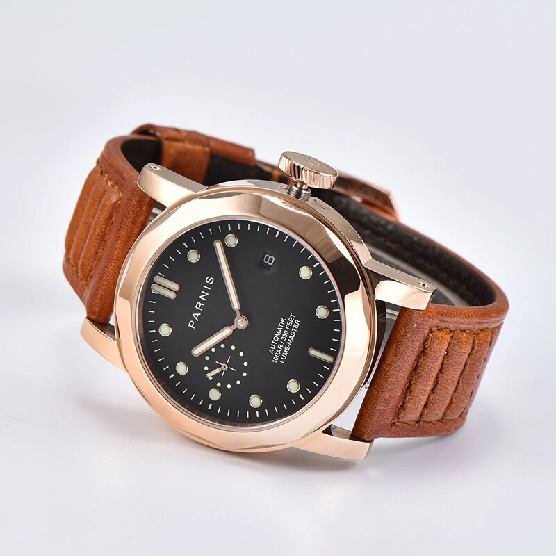 Reloj Hombre 44mm Parnis Cristal Zafiro Movimiento Automático Marcador Luminoso 10BAR Foto 3 de 4