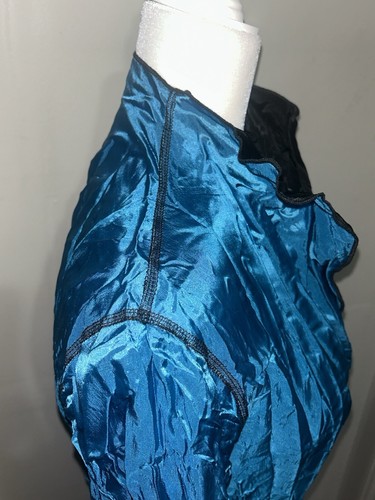 BELUVA IRIDESCENT BRISTOL BLUE CRINKLED OPEN FRONT BUTTON DOWN BLOUSE MED - Picture 3 of 6