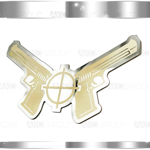 Dual Pistol Crosshair Stainless Steel Dual Layer Car Truck Emblem Decal - Bild 2 von 4