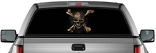 CAMIONETA PICK-UP CALAVERA PIRATA CARIBE PERFORADA VENTANA TRASERA GRÁFICA CALCOMANÍA VINILO